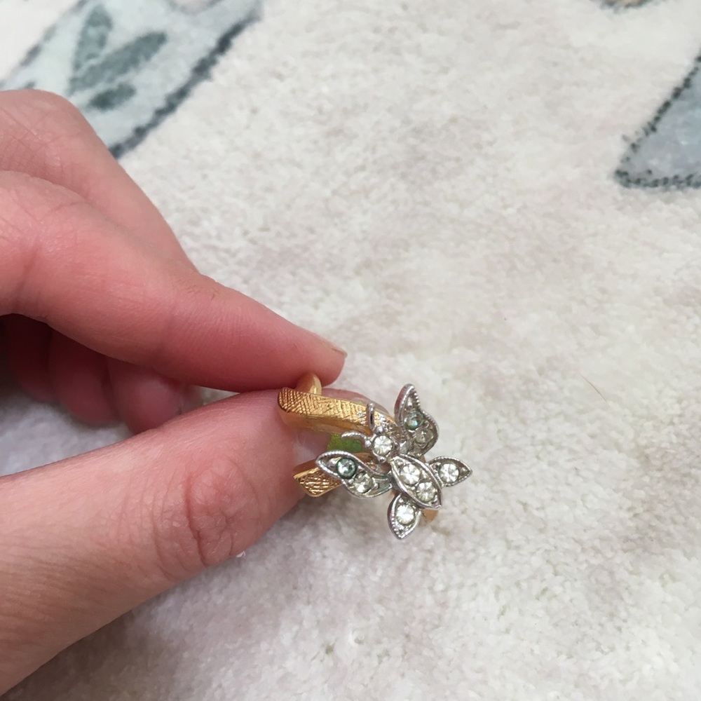 18k HGE Gold Plated Crystal Butterfly Ring - Women’s Jewelry
